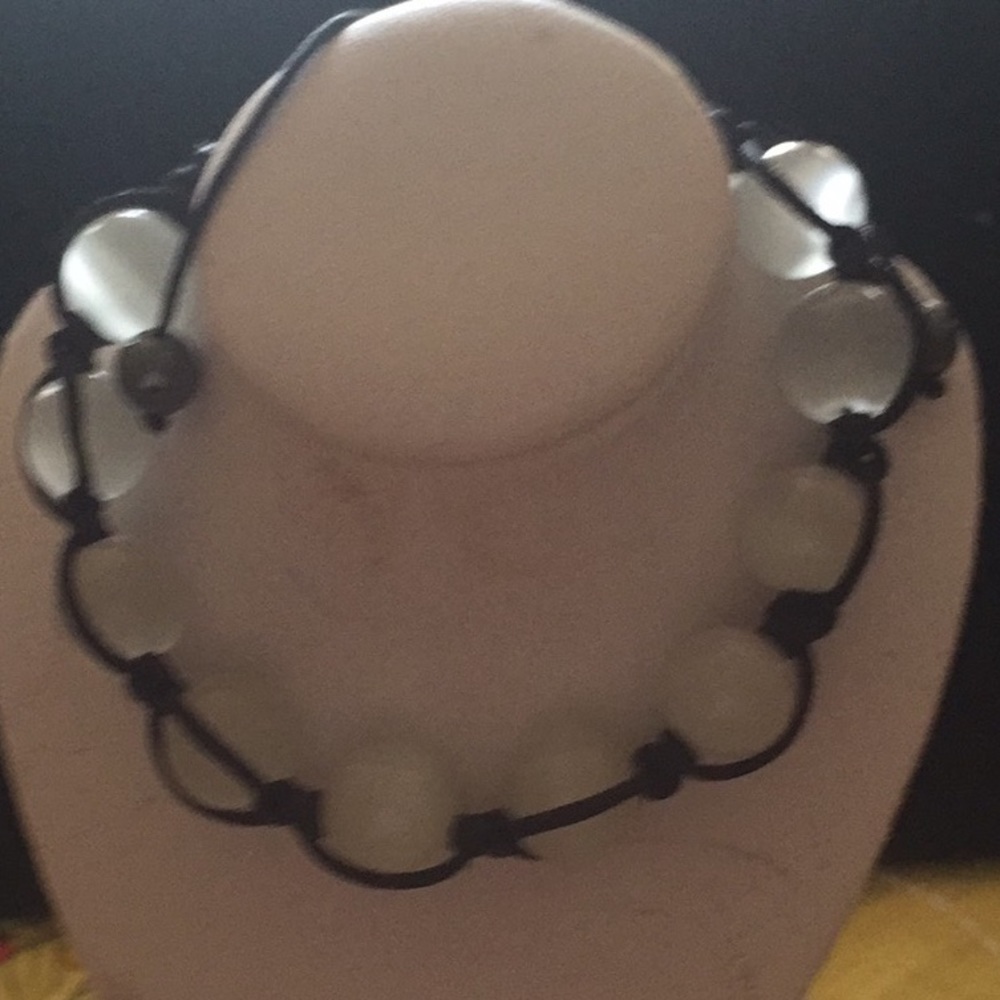 🛍2for$30🛍 white & pink stone shamballa expandable braided braceletNWOT